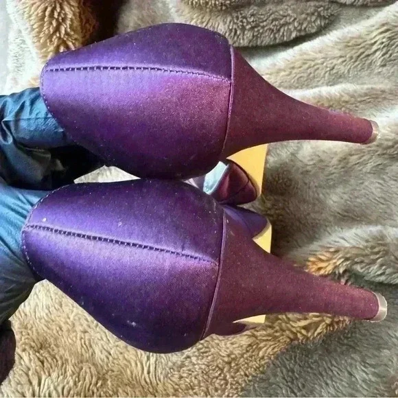 Michaelangelo Maribelle Women Size 9M Purple Satin Peep Toe 4" Heel Shoes SH05 - Picture 6 of 11